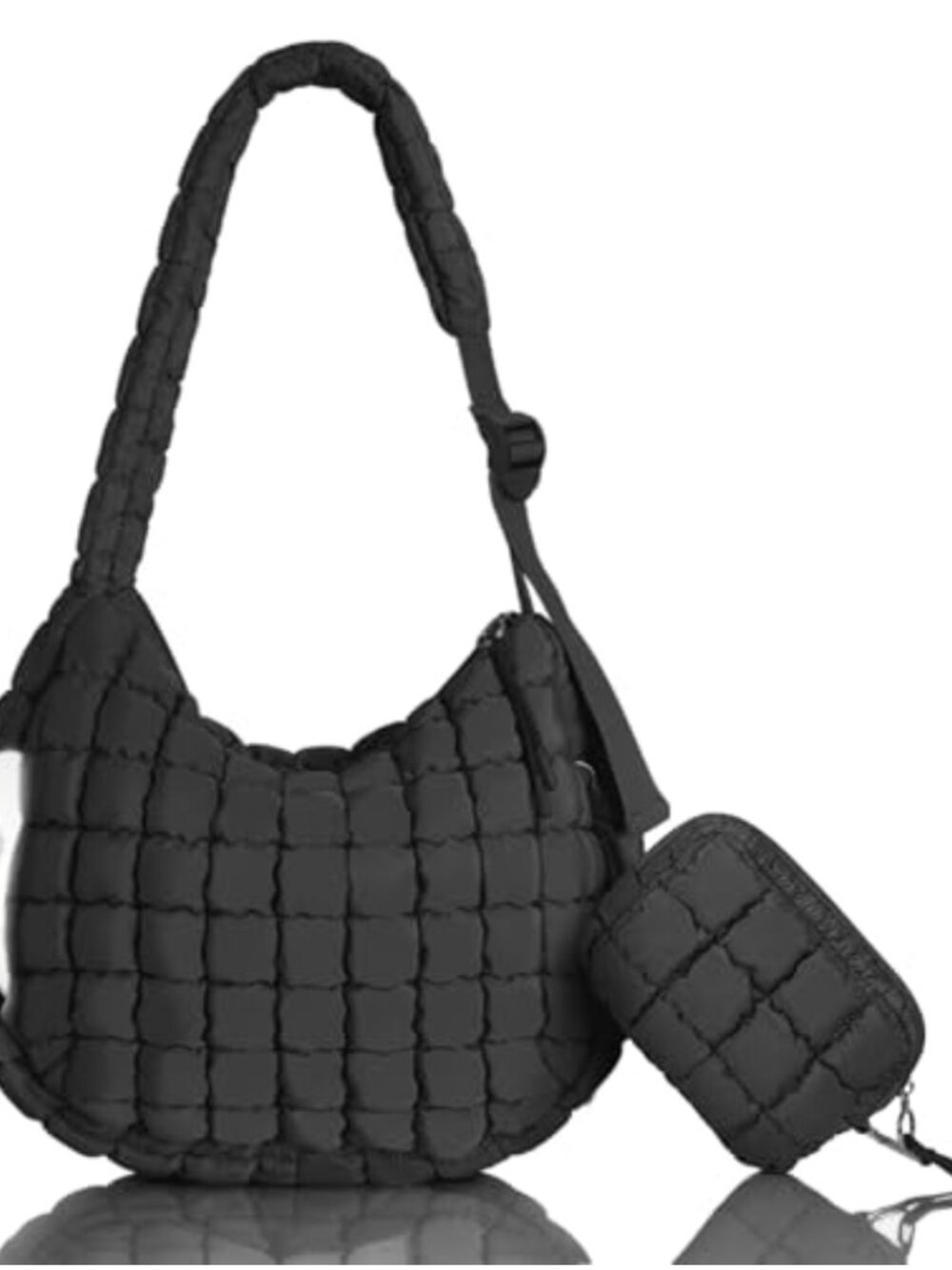 Puffer Tote Bag Quilted Carryall Adjustable Shoulder Strap Puffy Hobo Crossbody
